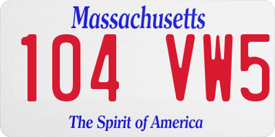 MA license plate 104VW5