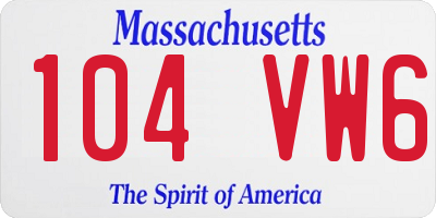 MA license plate 104VW6
