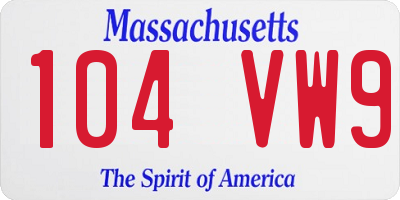 MA license plate 104VW9