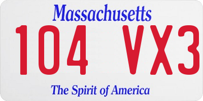 MA license plate 104VX3