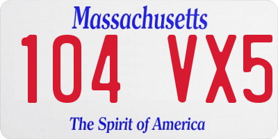 MA license plate 104VX5