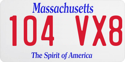 MA license plate 104VX8