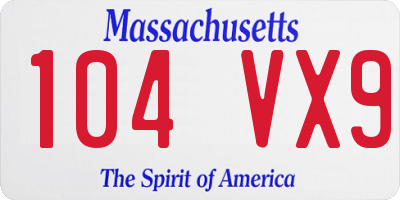 MA license plate 104VX9