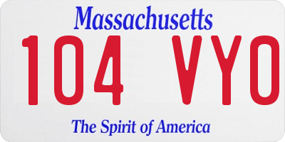 MA license plate 104VY0