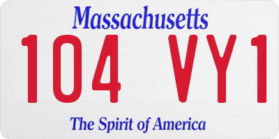 MA license plate 104VY1