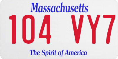MA license plate 104VY7