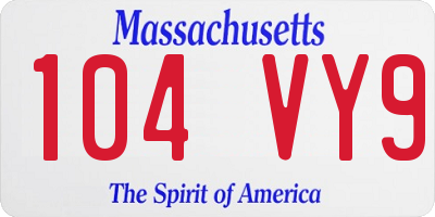 MA license plate 104VY9