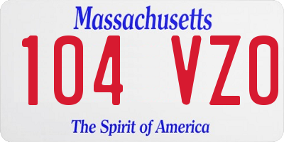 MA license plate 104VZ0