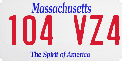 MA license plate 104VZ4