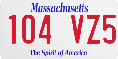 MA license plate 104VZ5