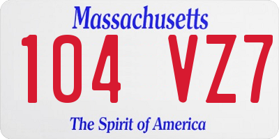 MA license plate 104VZ7