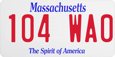 MA license plate 104WA0