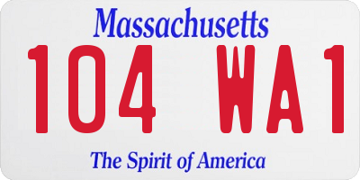 MA license plate 104WA1