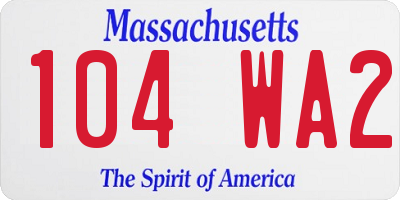 MA license plate 104WA2