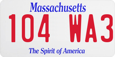 MA license plate 104WA3