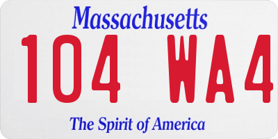 MA license plate 104WA4