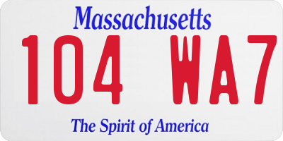 MA license plate 104WA7