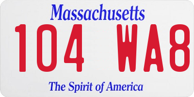 MA license plate 104WA8