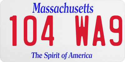 MA license plate 104WA9