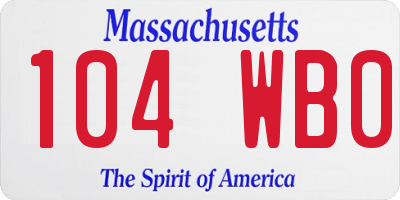 MA license plate 104WB0
