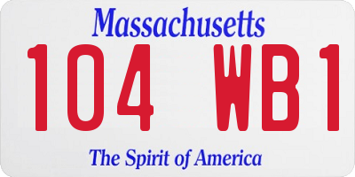MA license plate 104WB1