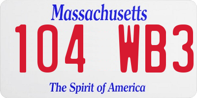 MA license plate 104WB3