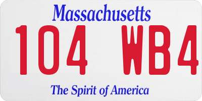 MA license plate 104WB4
