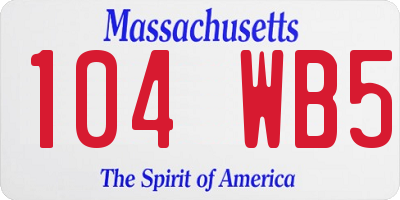 MA license plate 104WB5