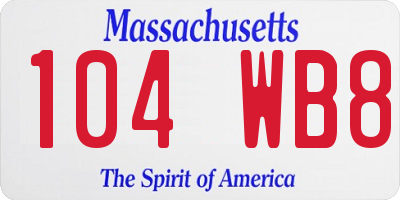 MA license plate 104WB8