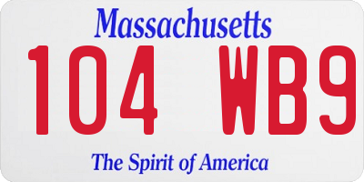 MA license plate 104WB9