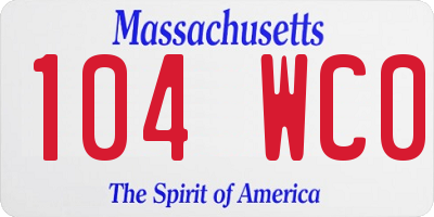 MA license plate 104WC0