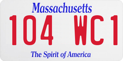 MA license plate 104WC1