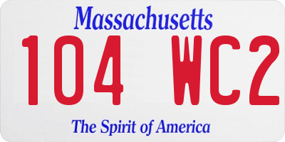 MA license plate 104WC2