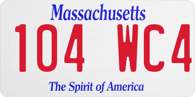 MA license plate 104WC4