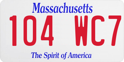 MA license plate 104WC7