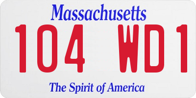 MA license plate 104WD1