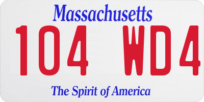 MA license plate 104WD4