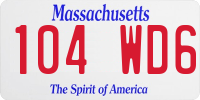 MA license plate 104WD6