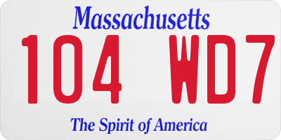 MA license plate 104WD7