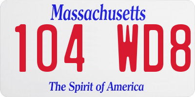 MA license plate 104WD8