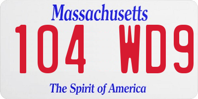 MA license plate 104WD9