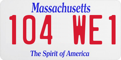 MA license plate 104WE1