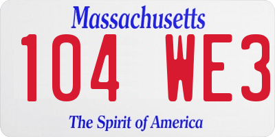 MA license plate 104WE3
