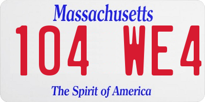 MA license plate 104WE4