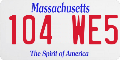 MA license plate 104WE5