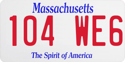 MA license plate 104WE6