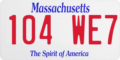MA license plate 104WE7