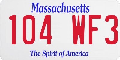 MA license plate 104WF3