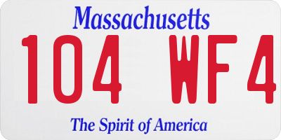 MA license plate 104WF4