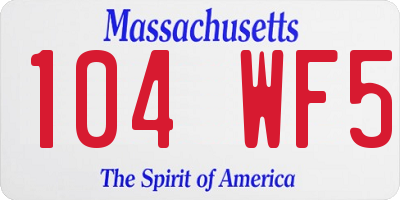 MA license plate 104WF5